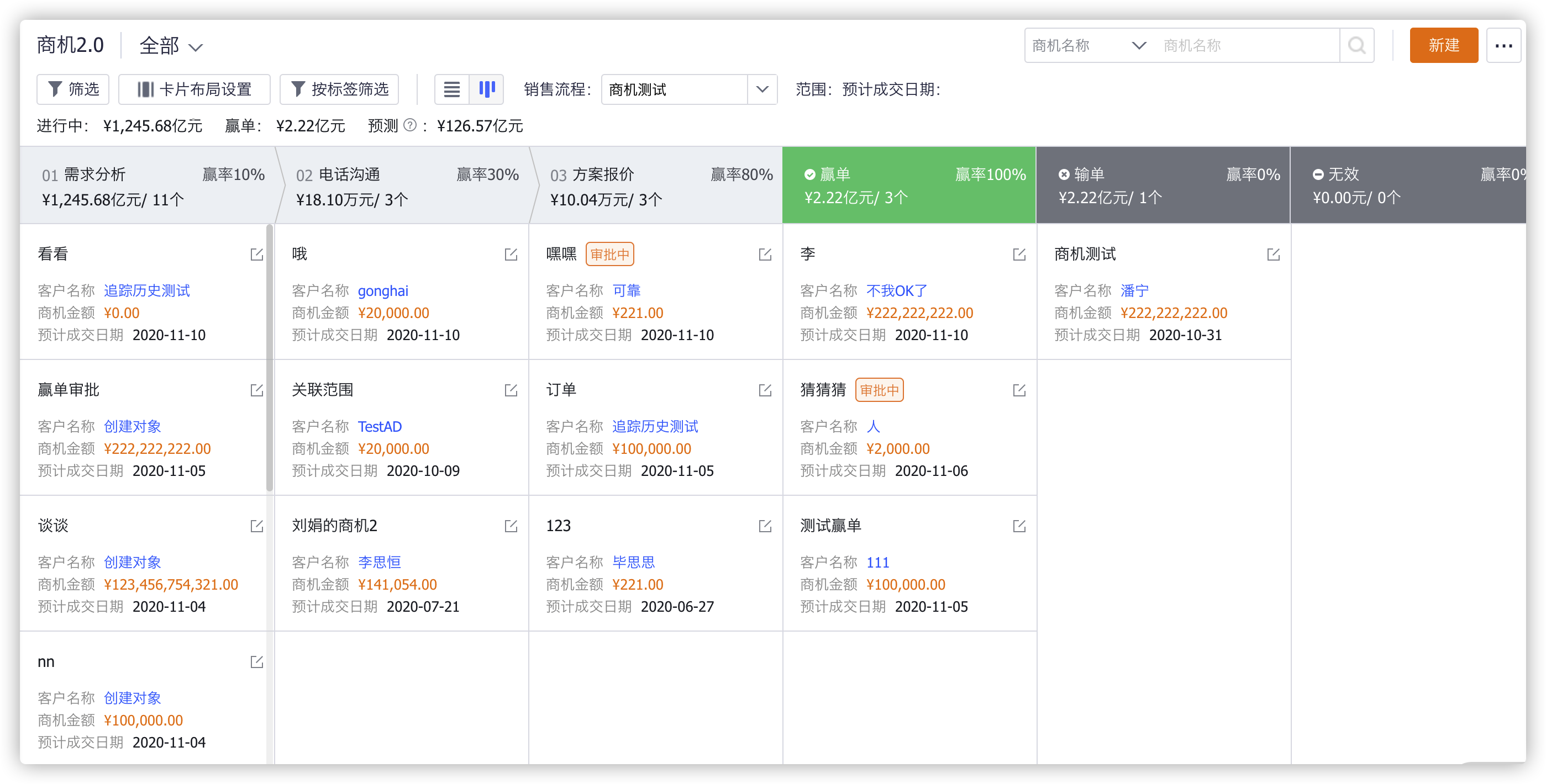 阶段视图筛选