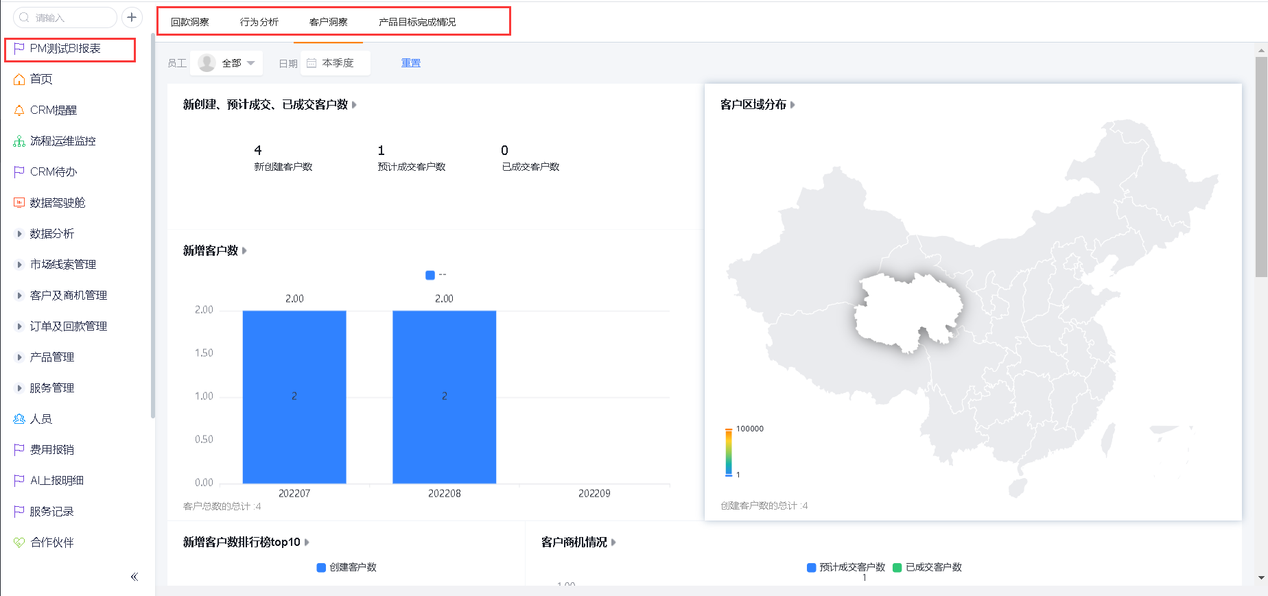 CRM 菜单中的自定义菜单项展示