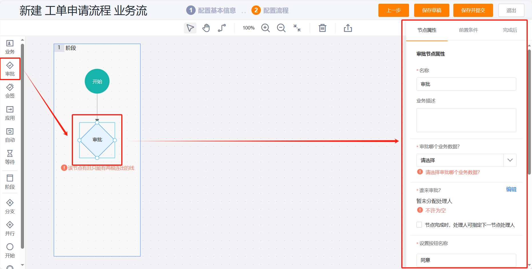 业务流程审批节点入口