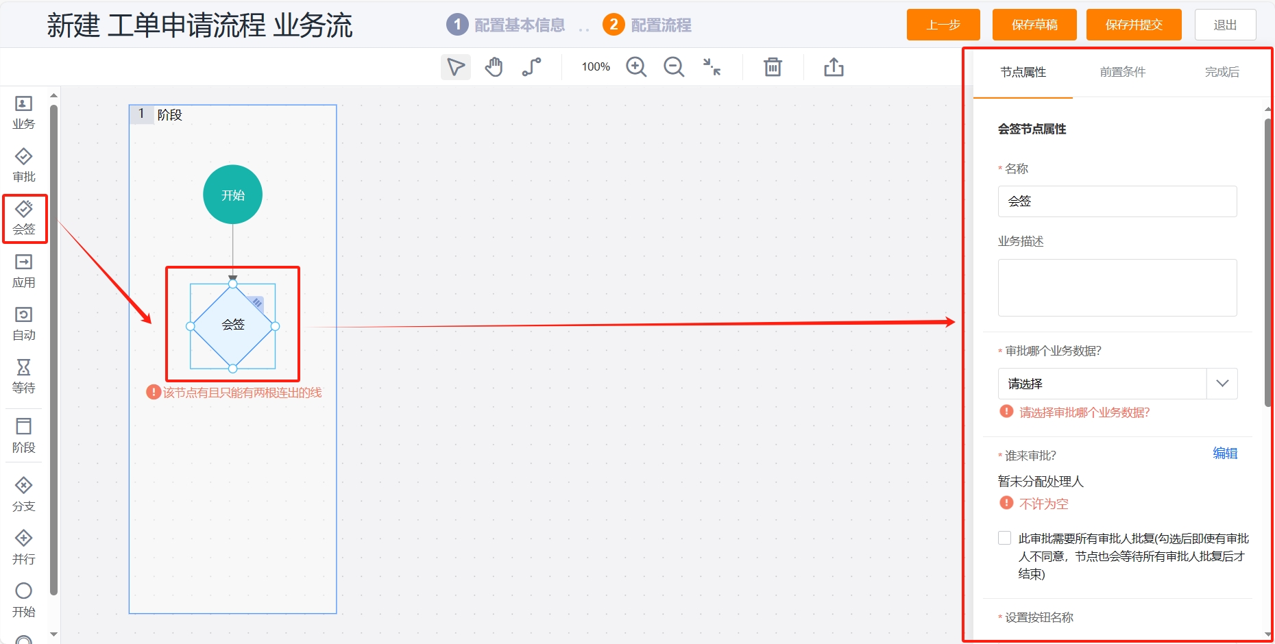 业务流程会签节点入口