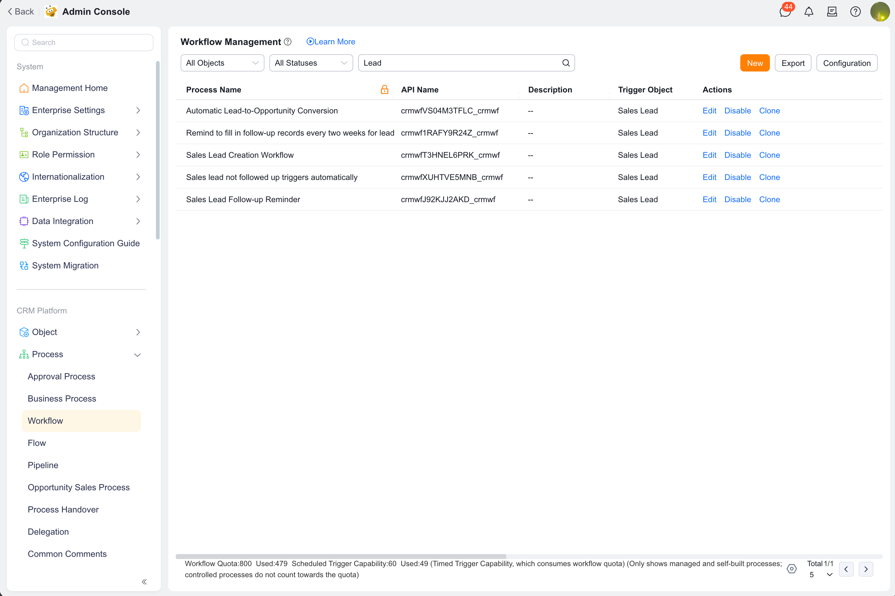 Create Workflow entry