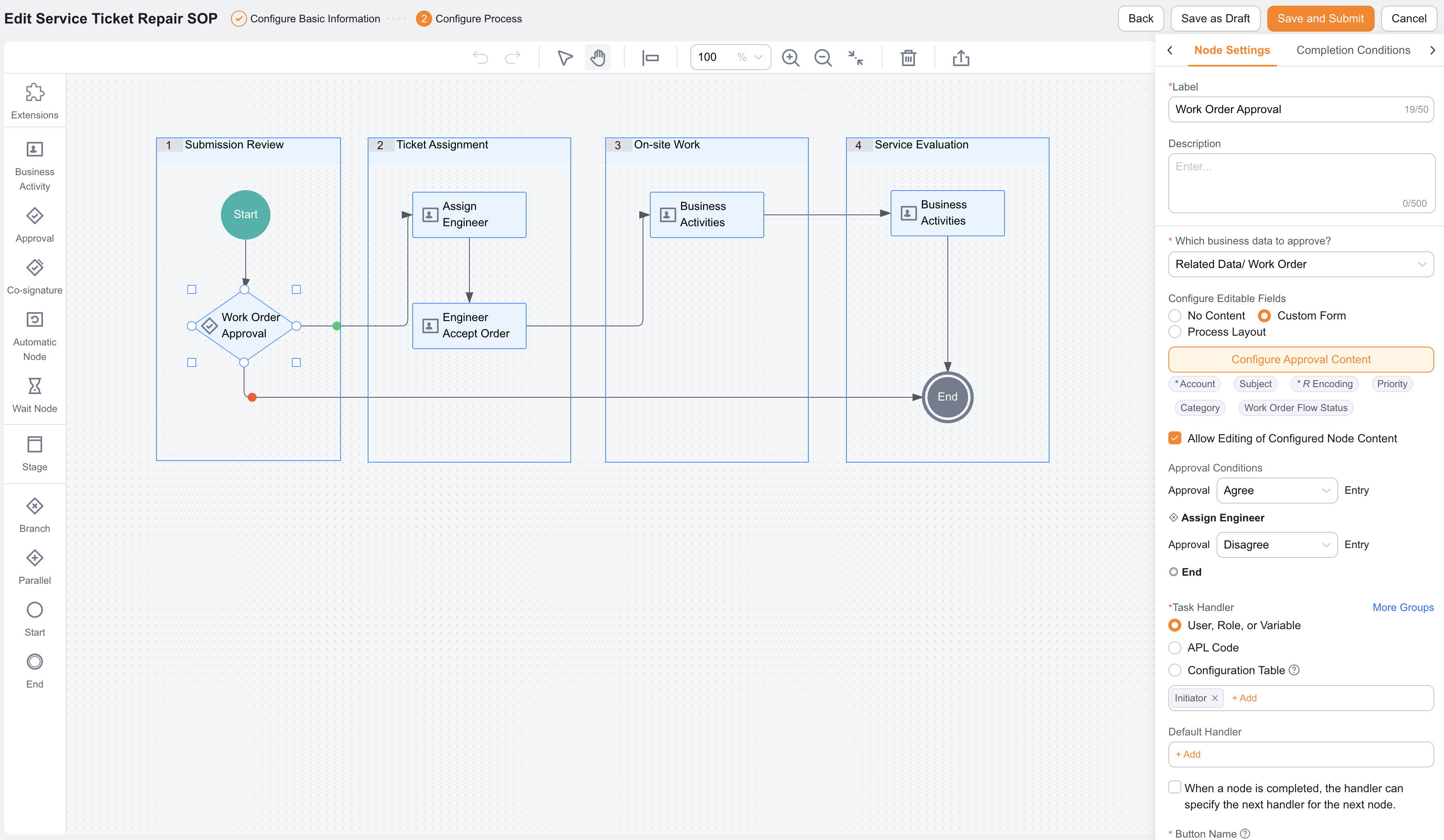 Business Process Approval Node entry