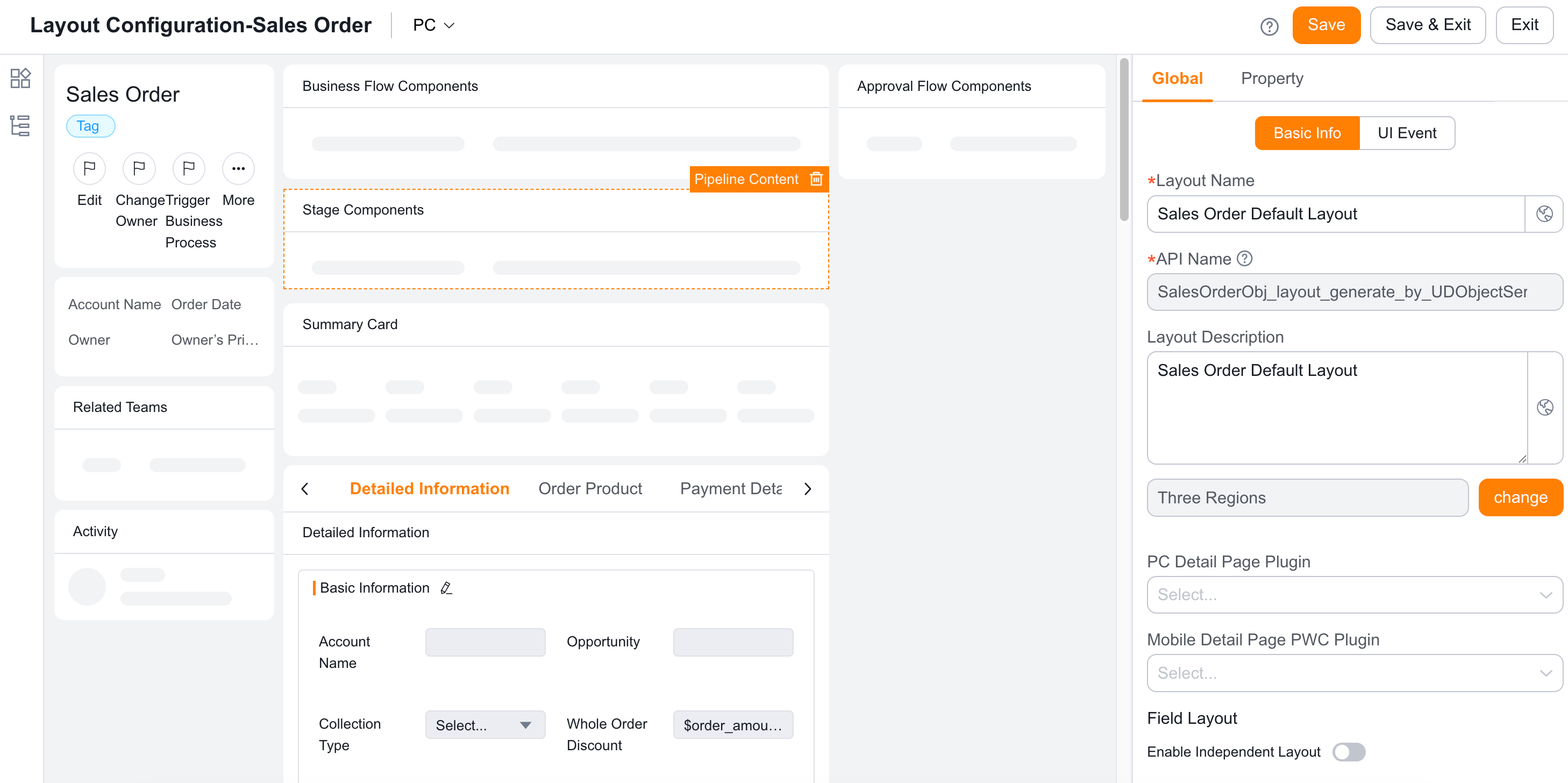 Details page layout editor