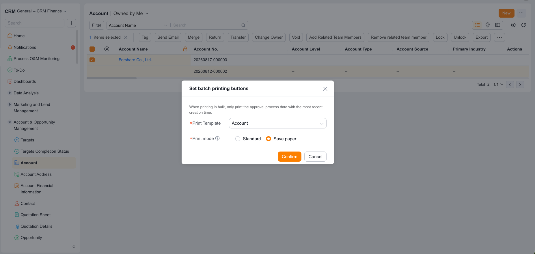 Select data and click Print