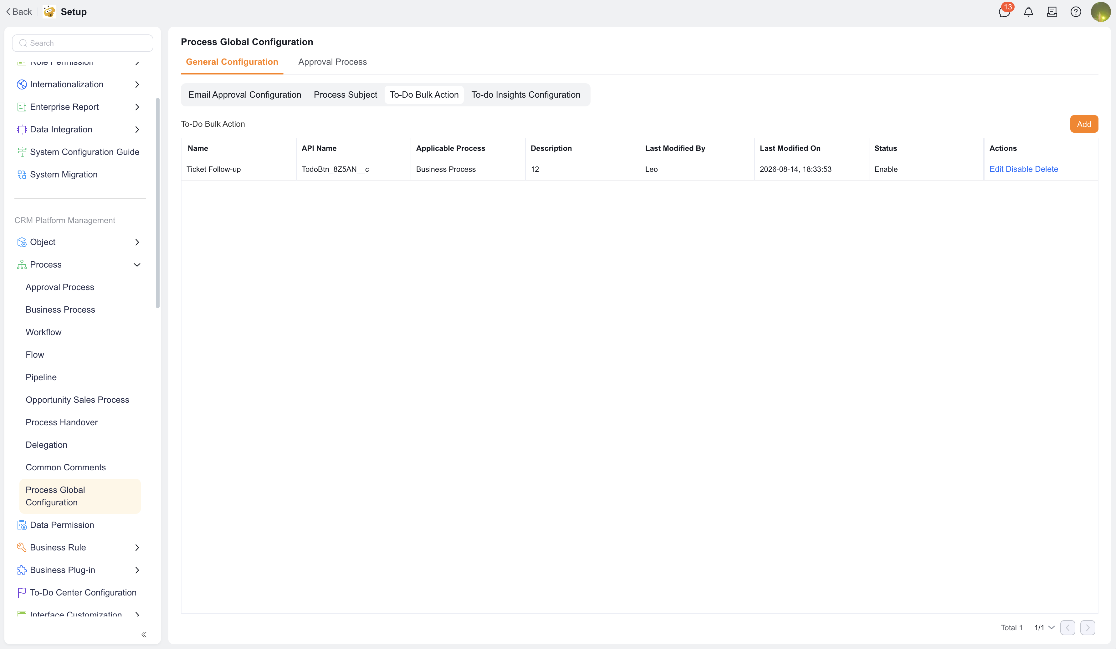 To-Do Batch Operation configuration