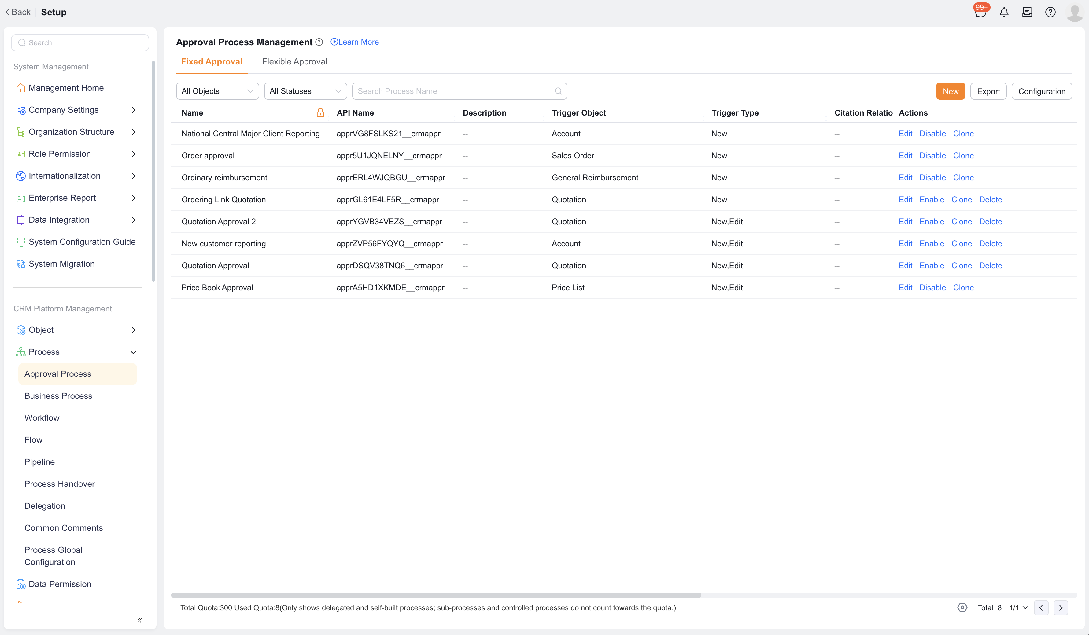 Approval Process basic settings
