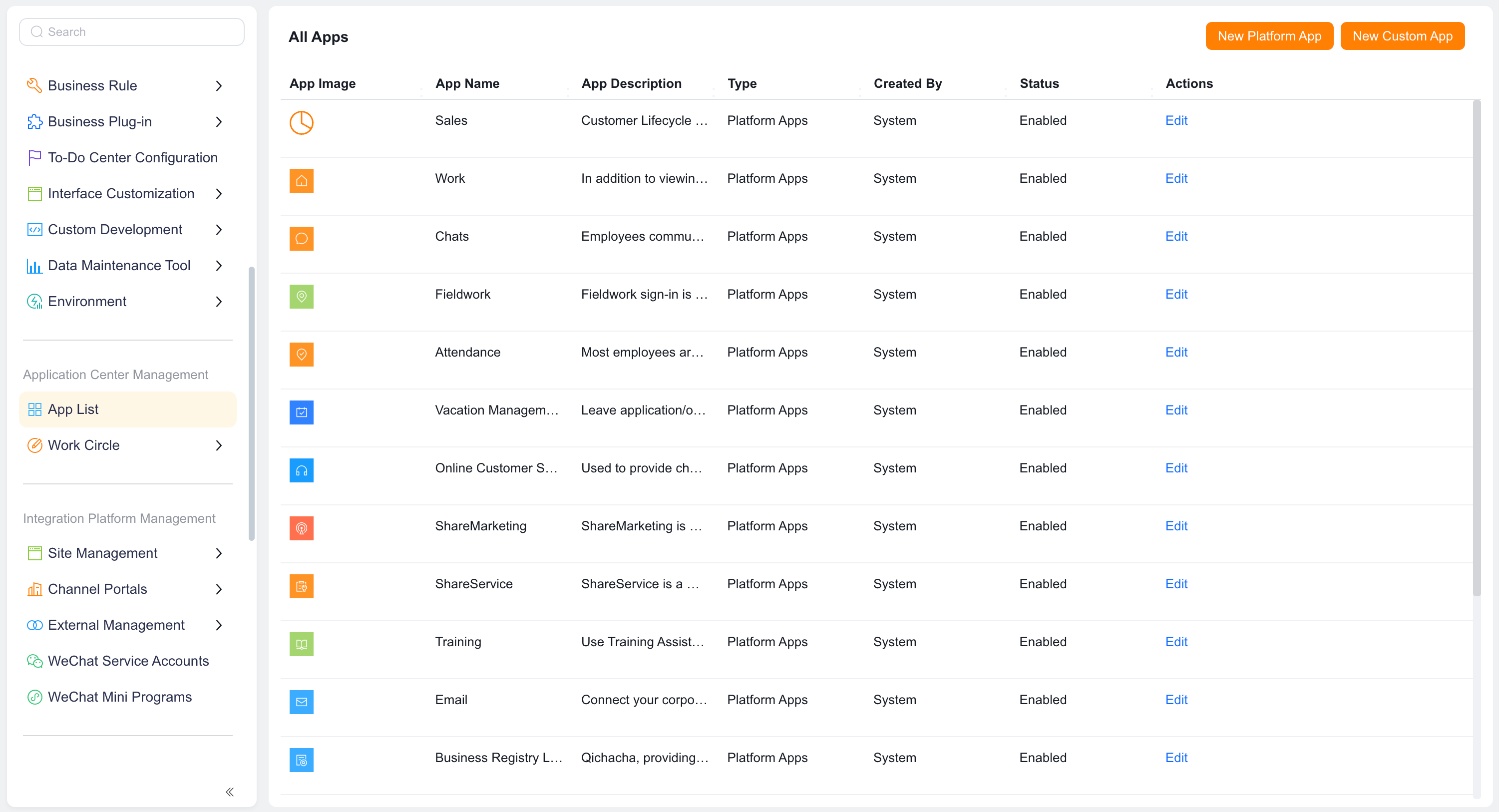 Edit the CRM application