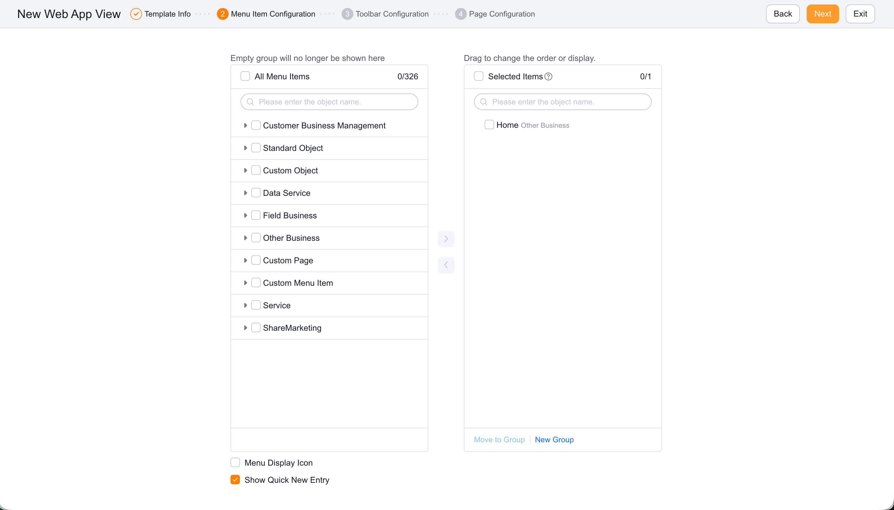 CRM menu basic information