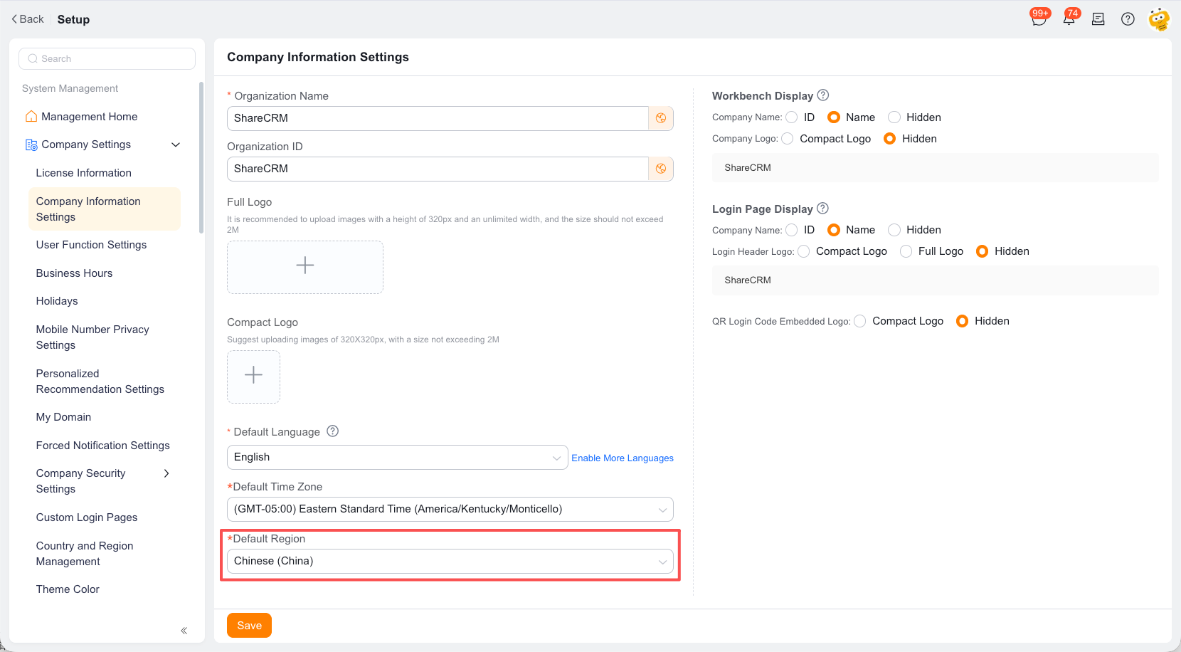 Configure enterprise time zone and regional format