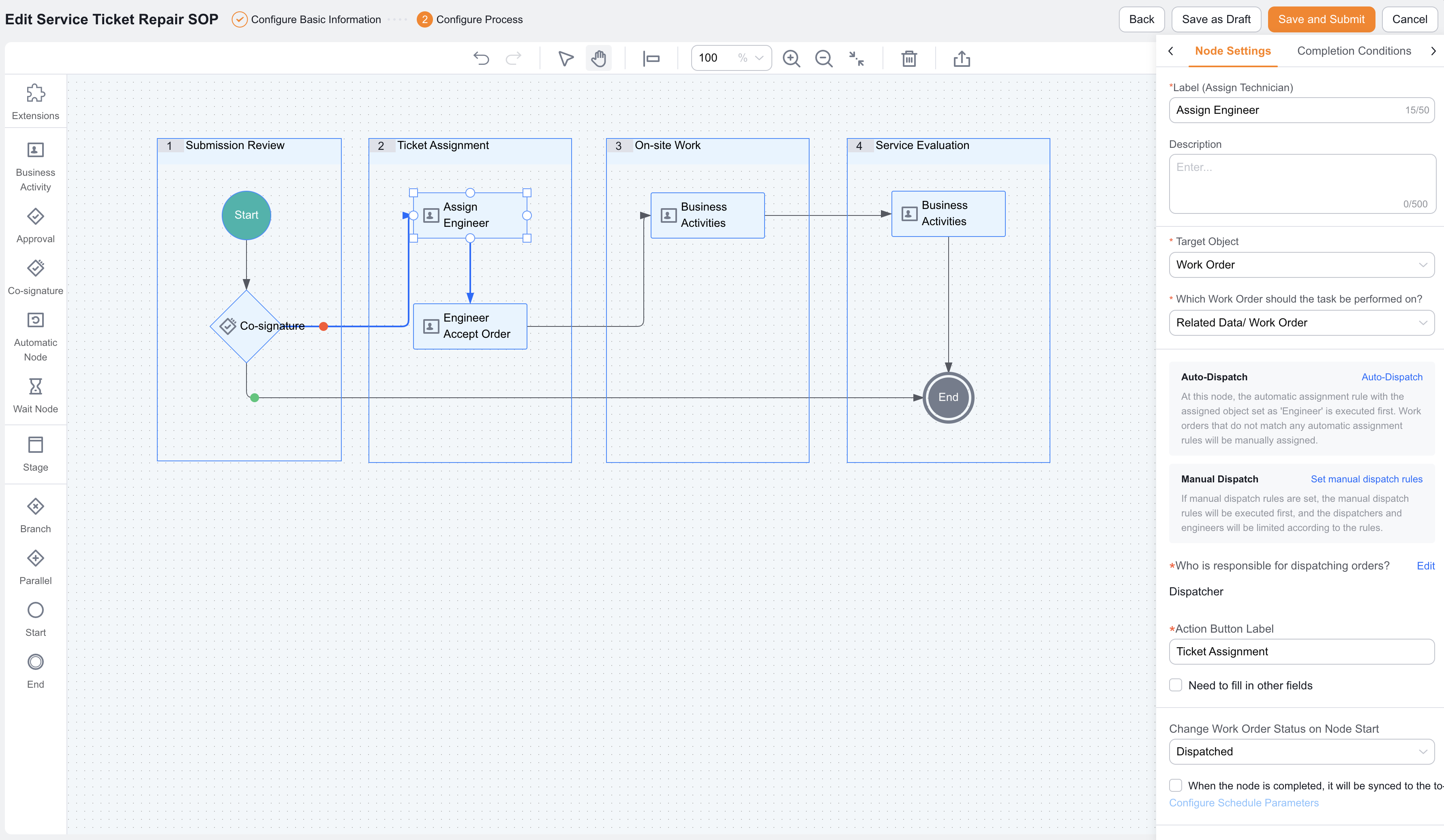 Business Process extension elements