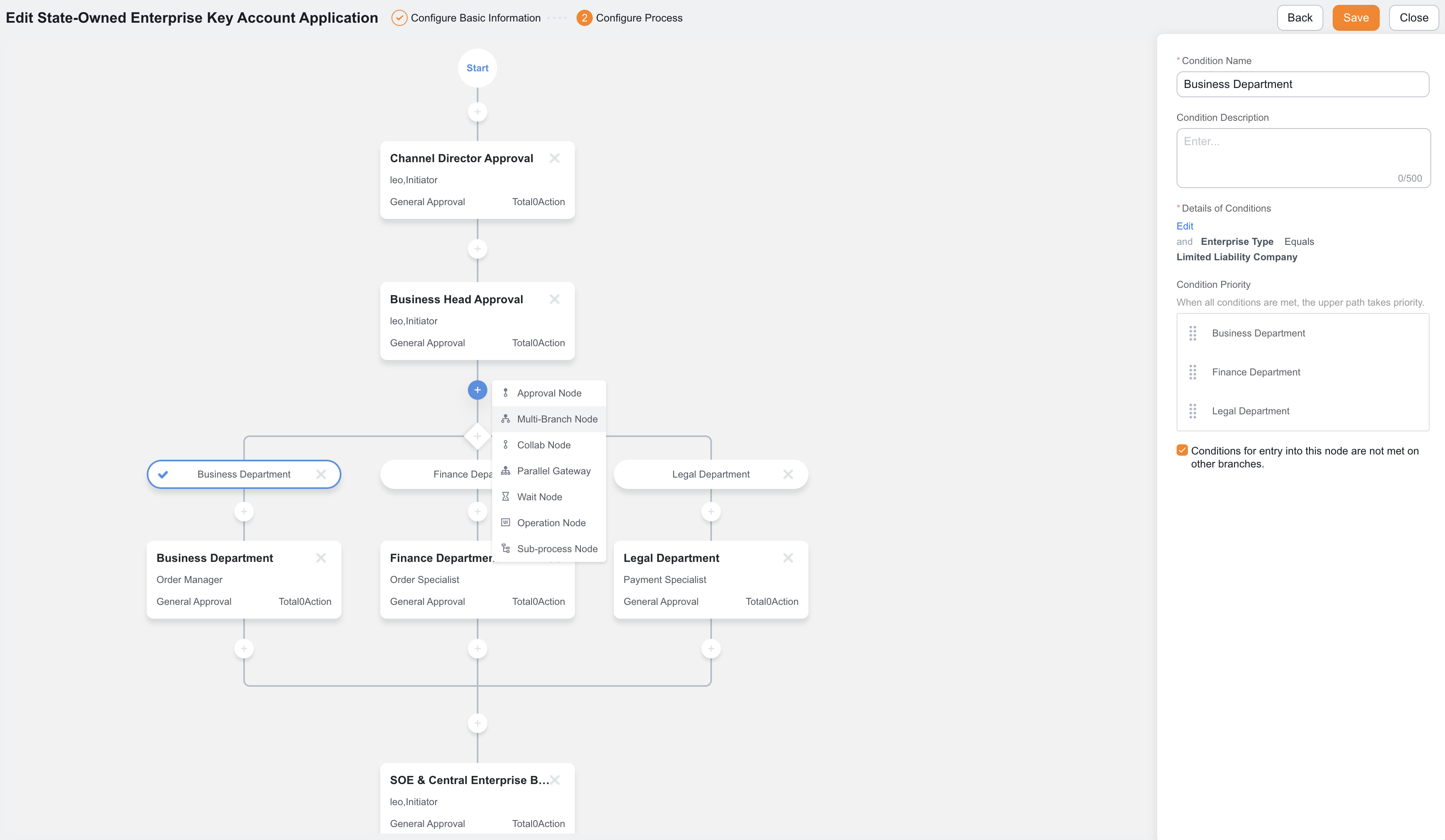 Approval Process Multi-Branch Node