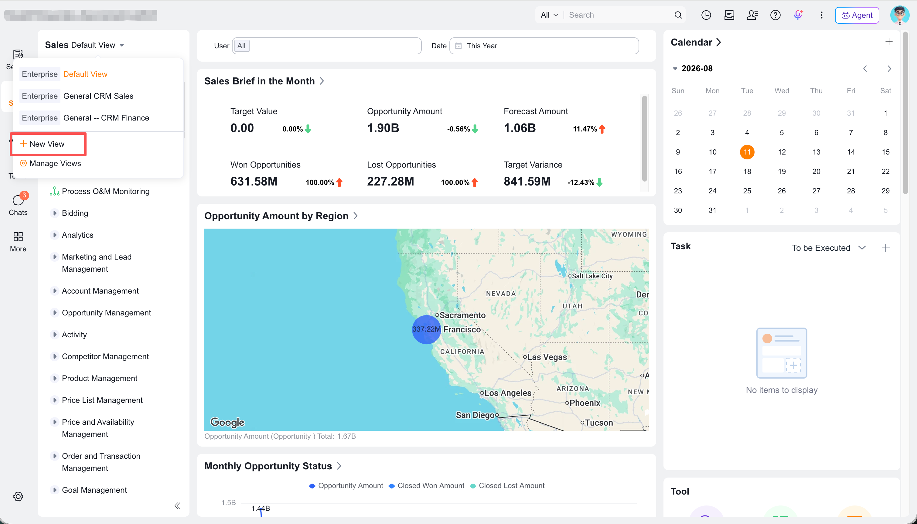 Open New View and Manage Views