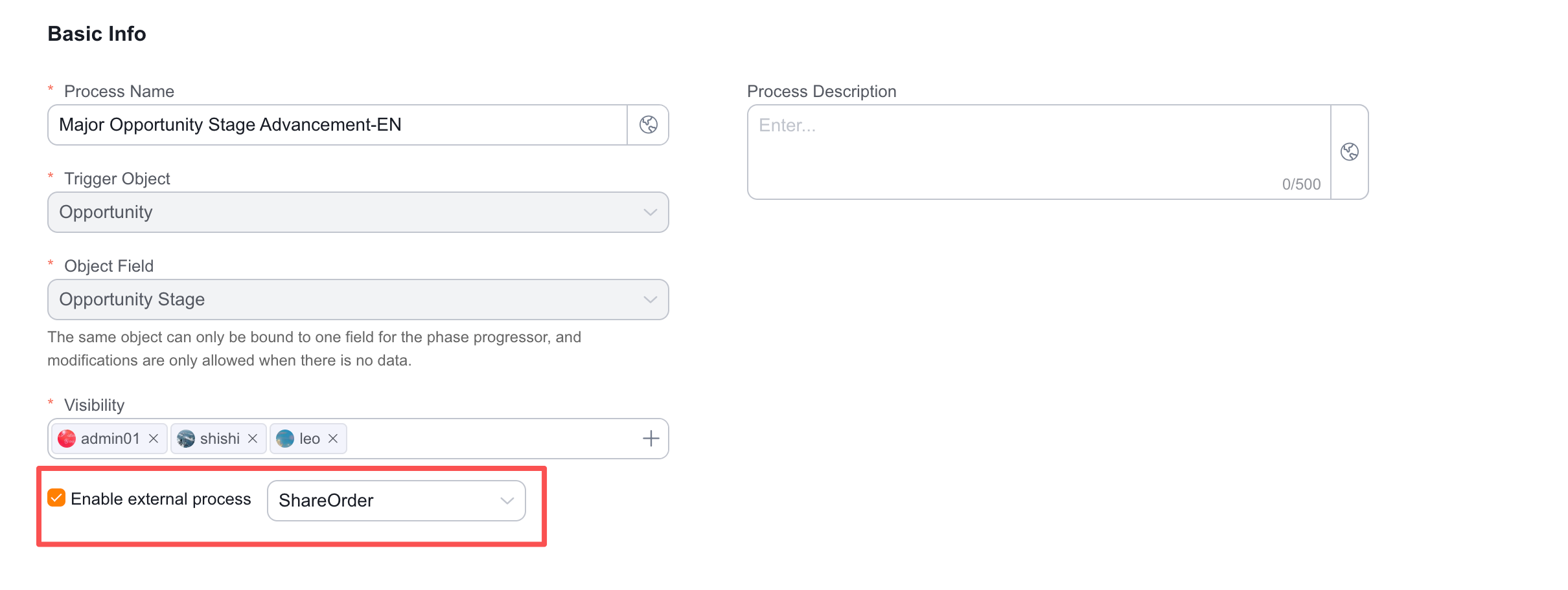 Pipeline External process settings