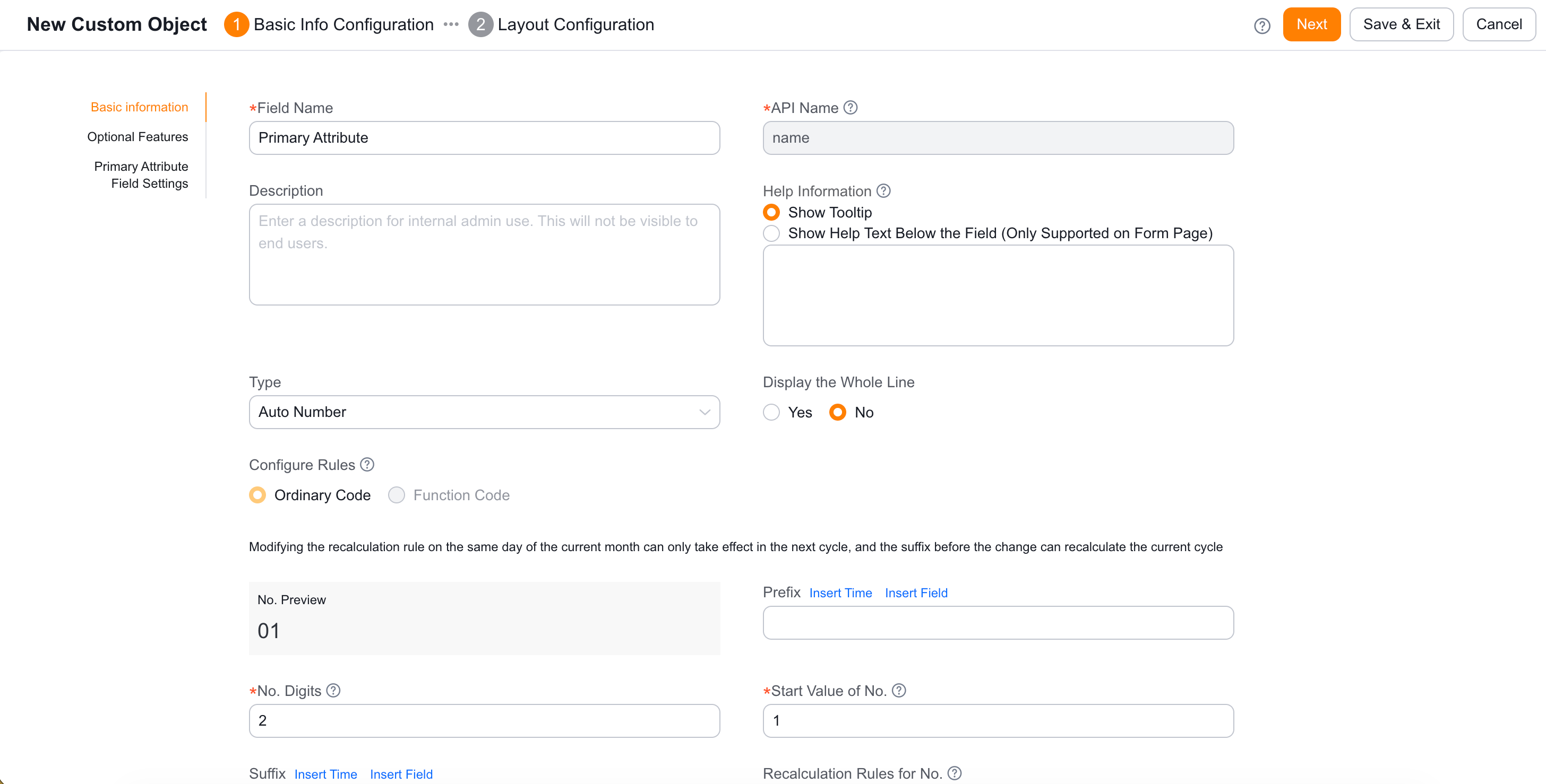 Set the primary attribute of Delivery Record to Auto Number