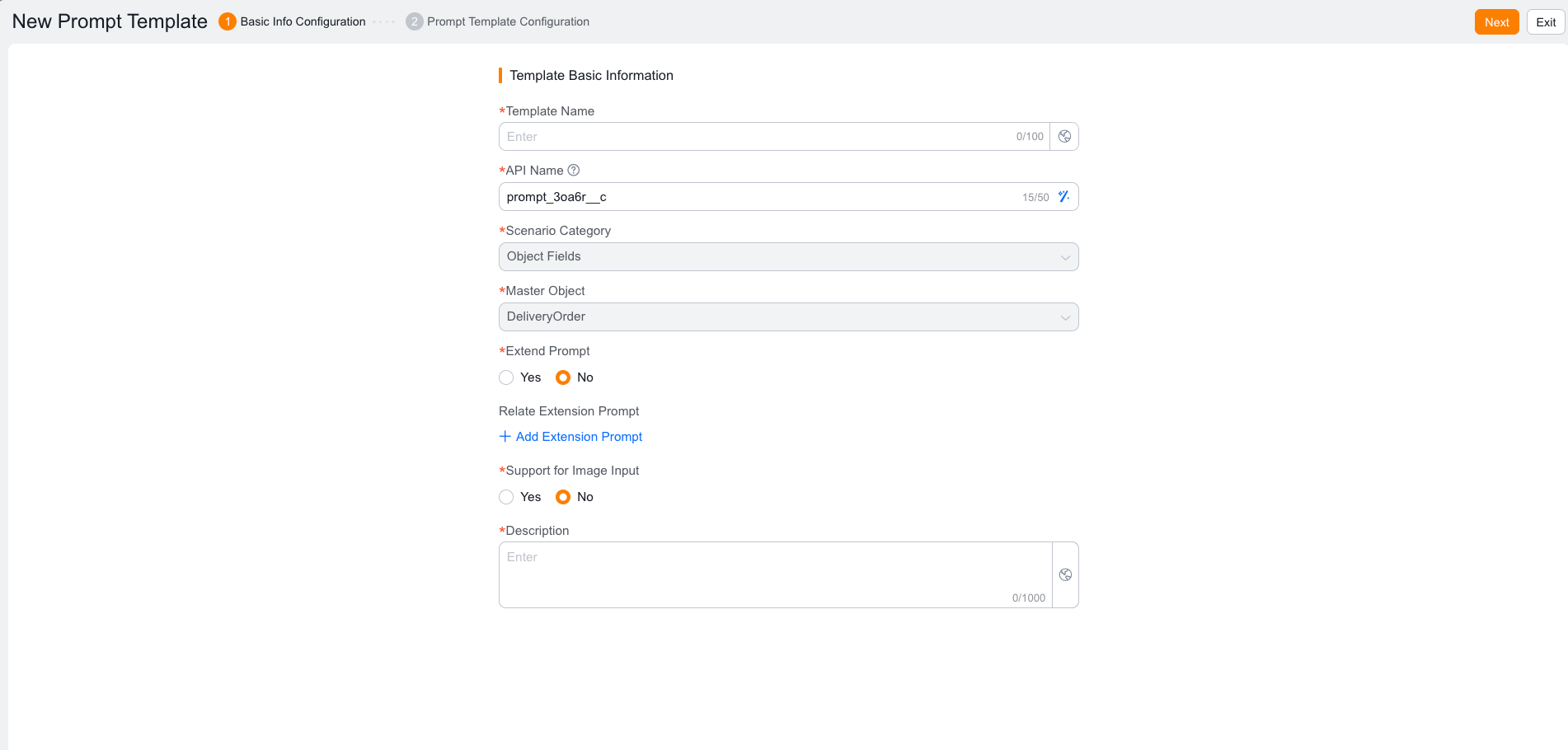 Basic information configuration