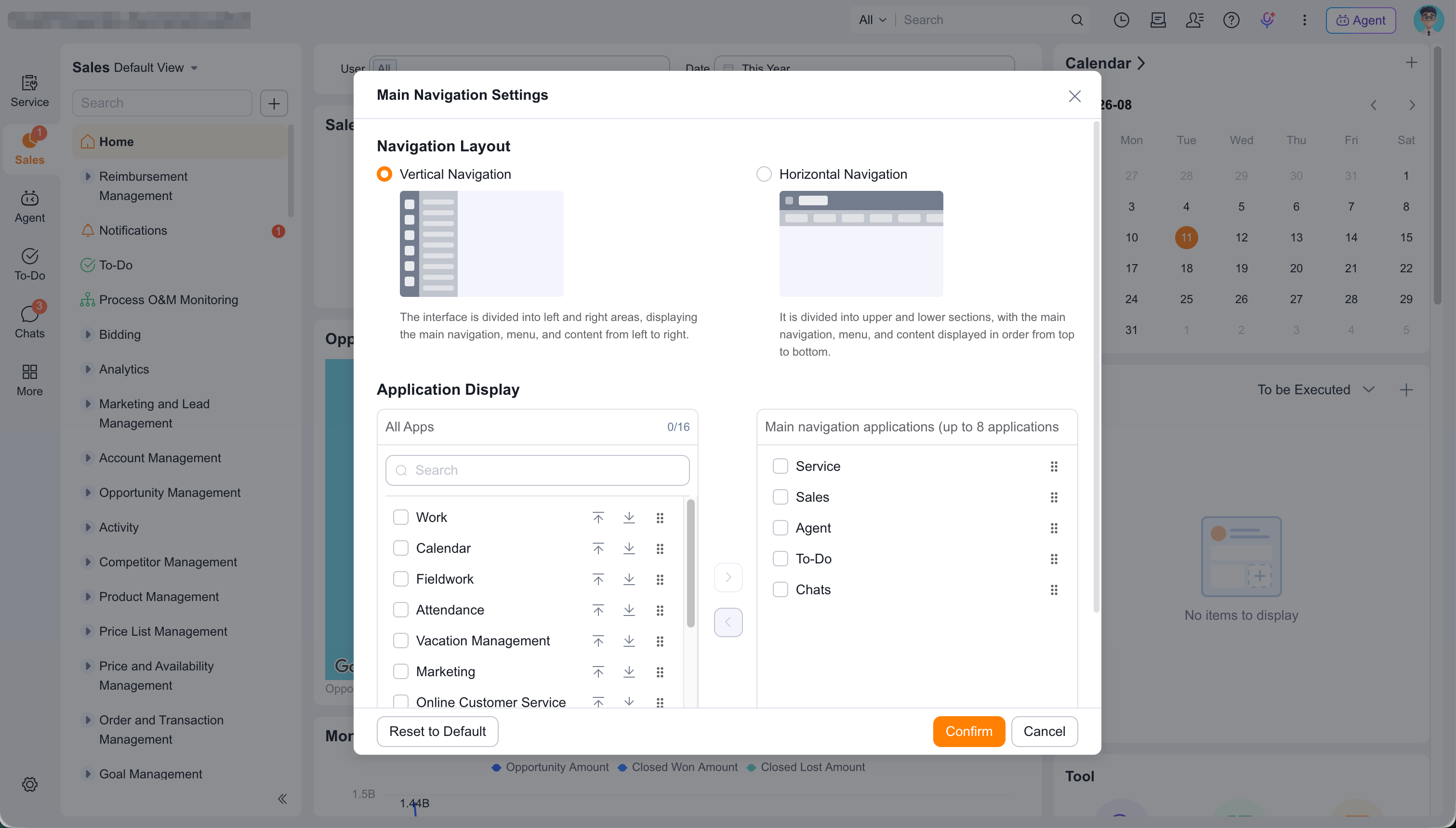 Configure main navigation