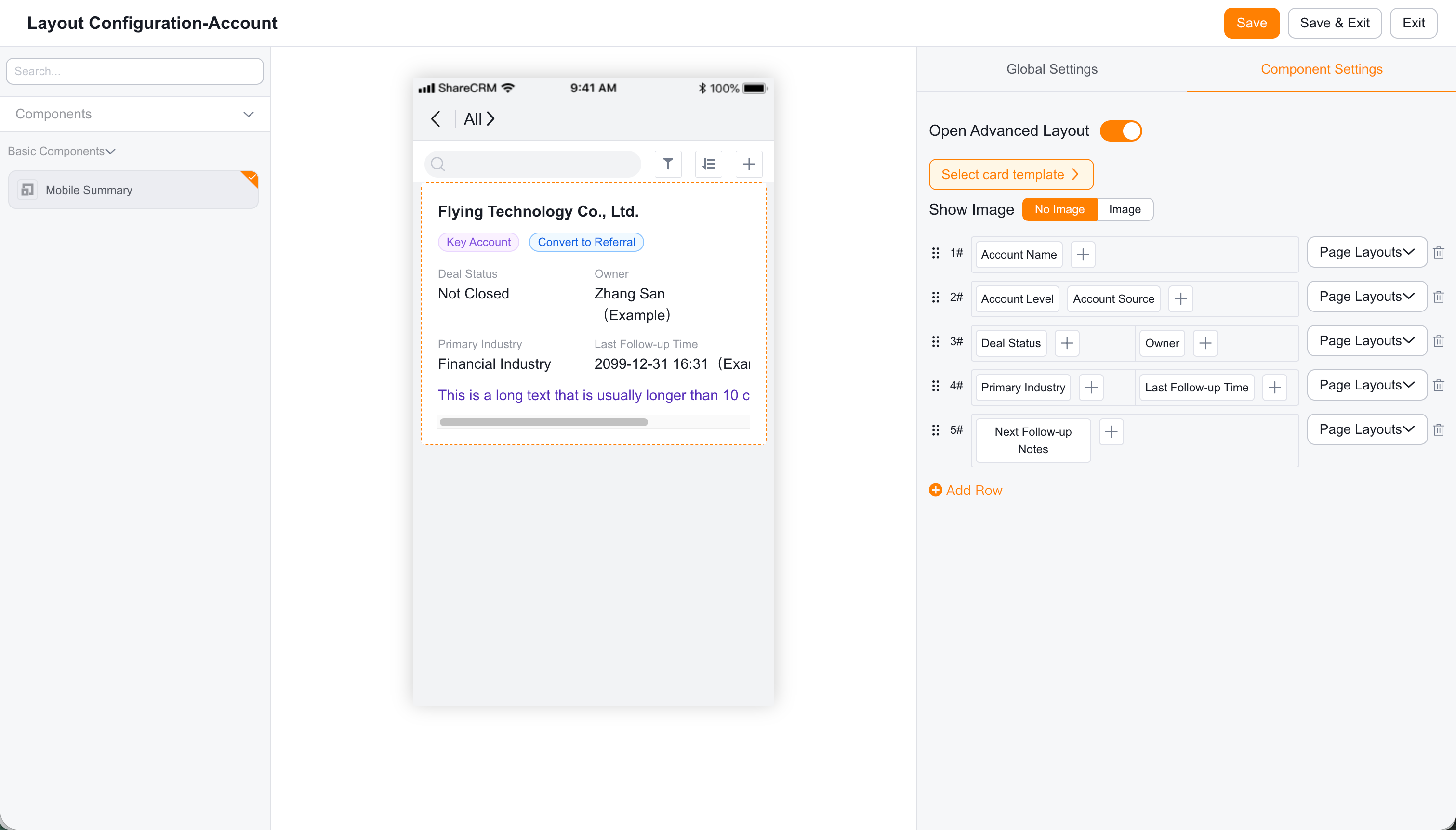 Mobile summary limit and advanced layout