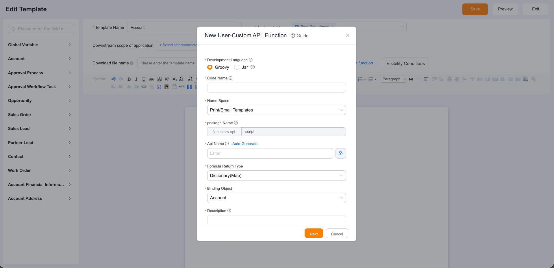 HTML editing interface