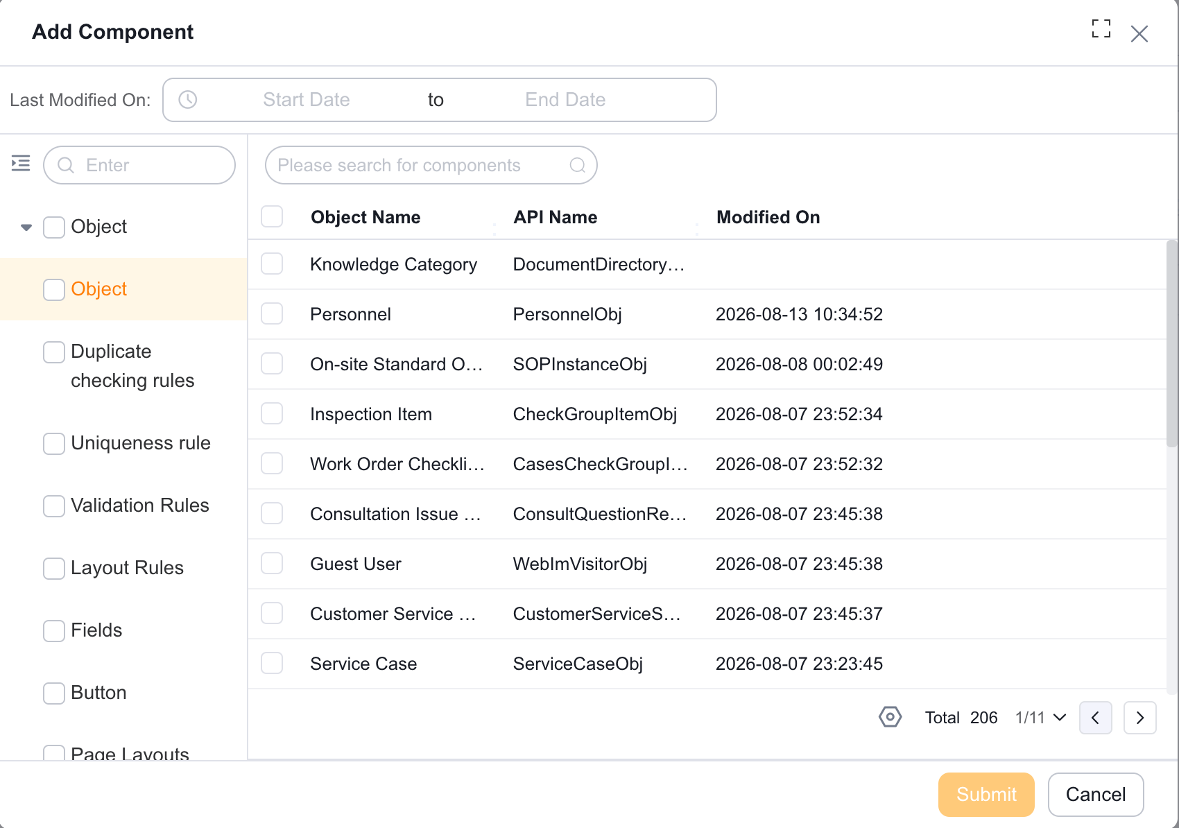Add outbound change set components