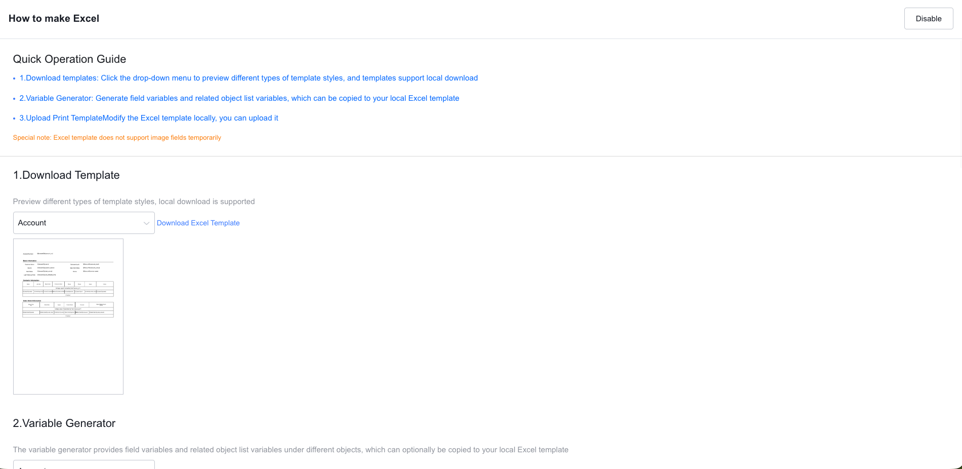 Configure basic template information