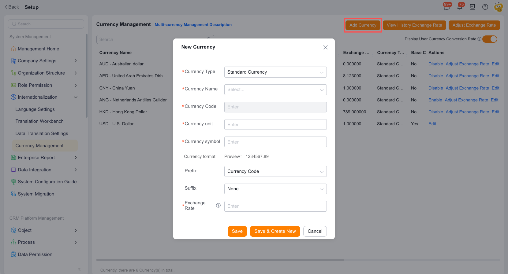 Add a transaction currency and exchange rate