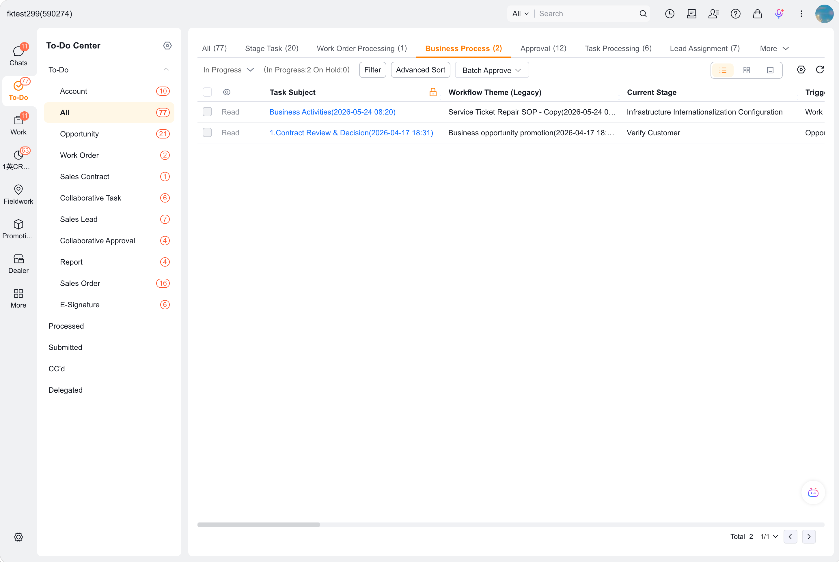 Business Process to-do list