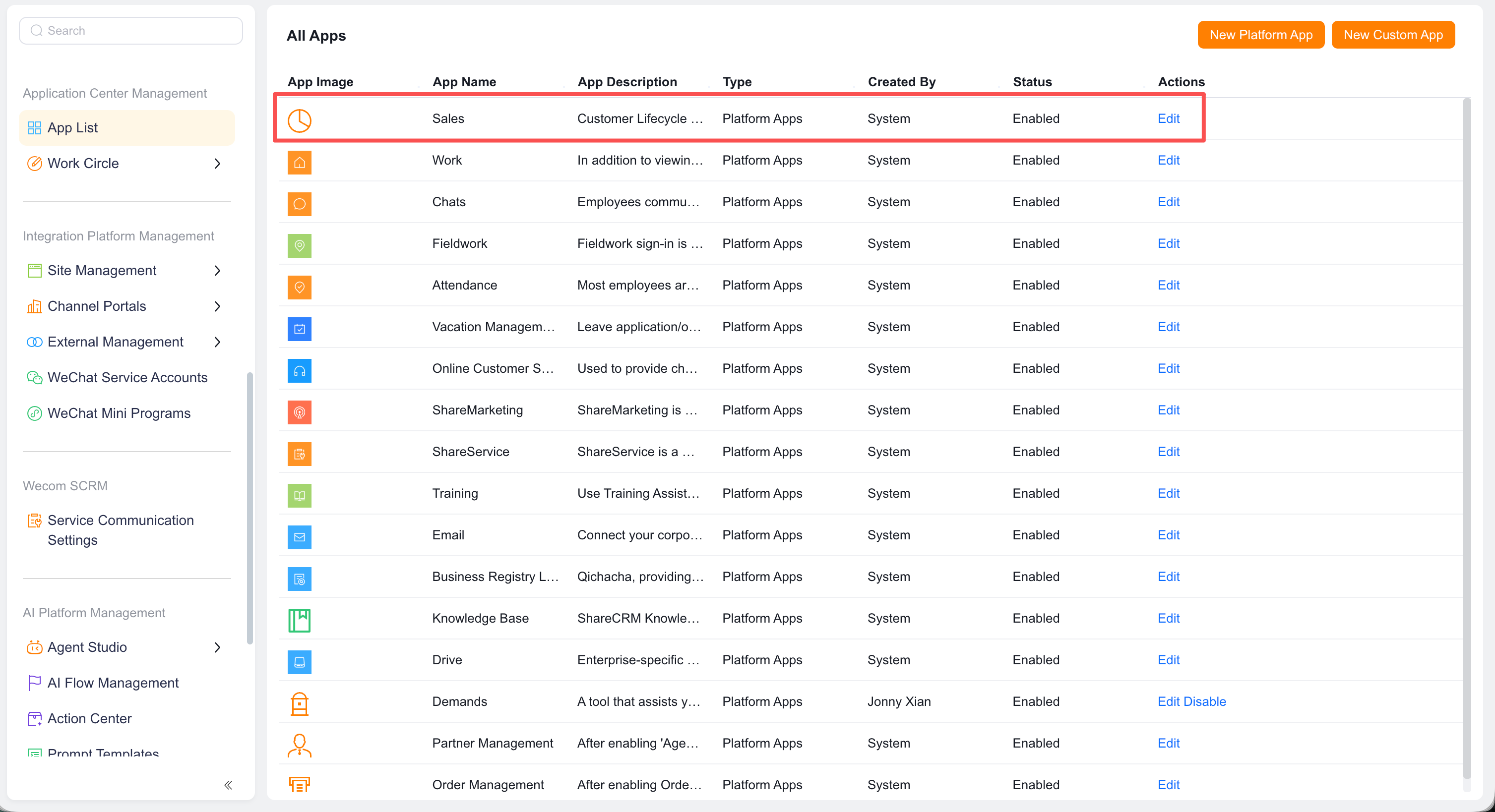 Edit CRM Application