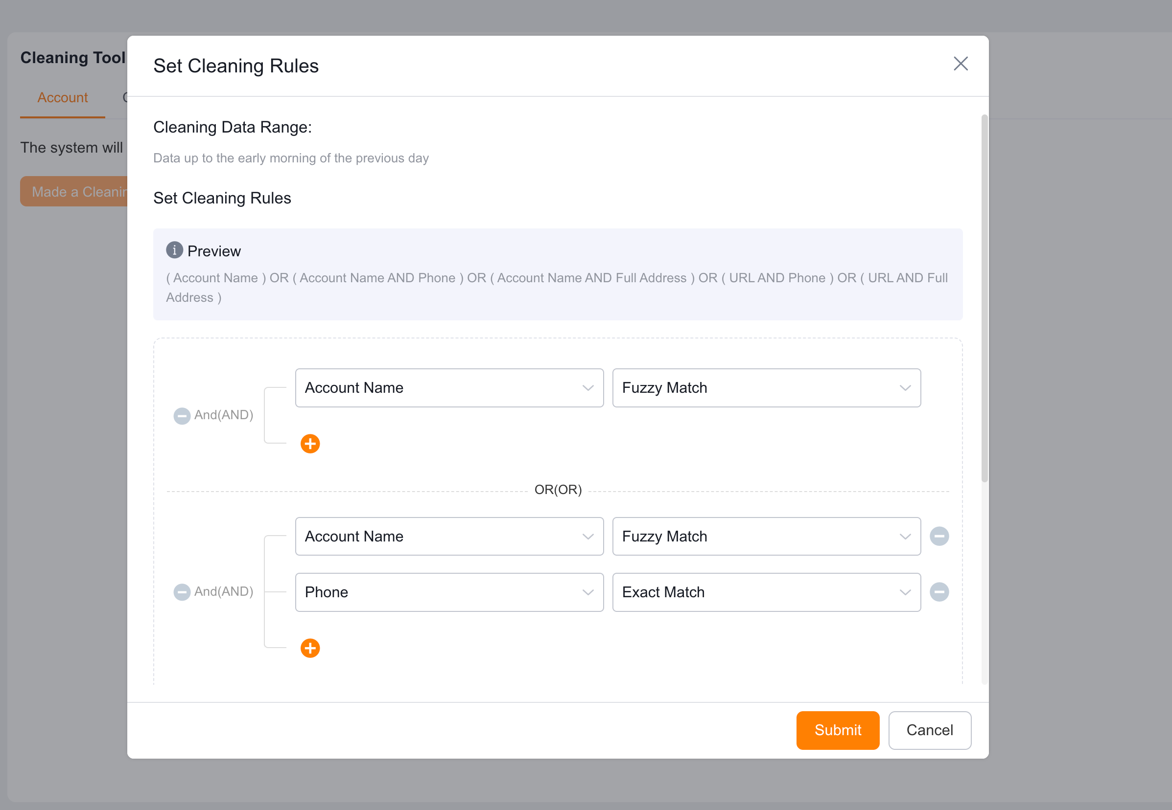 Account cleaning rules