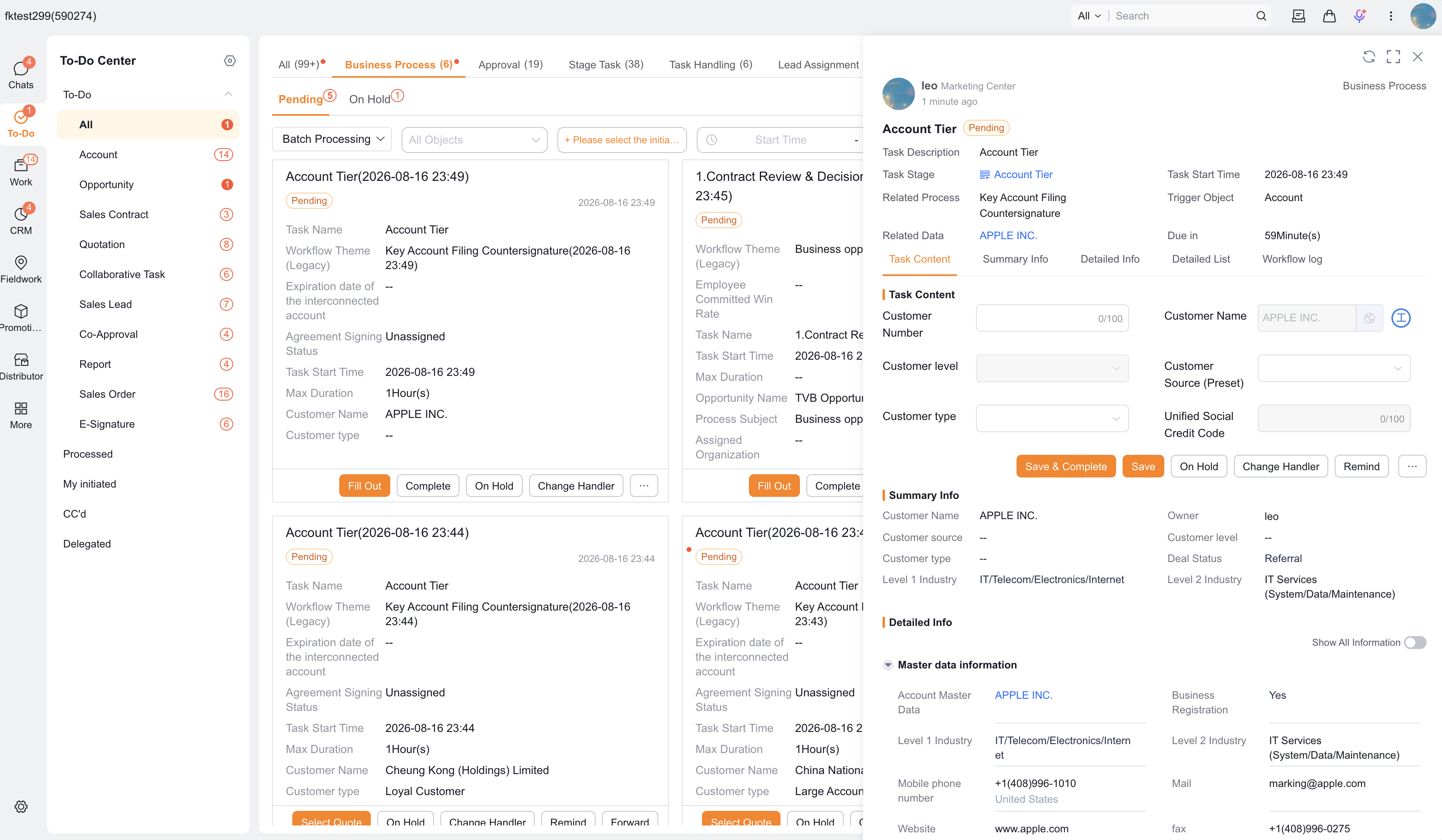 Business Process to-do filters