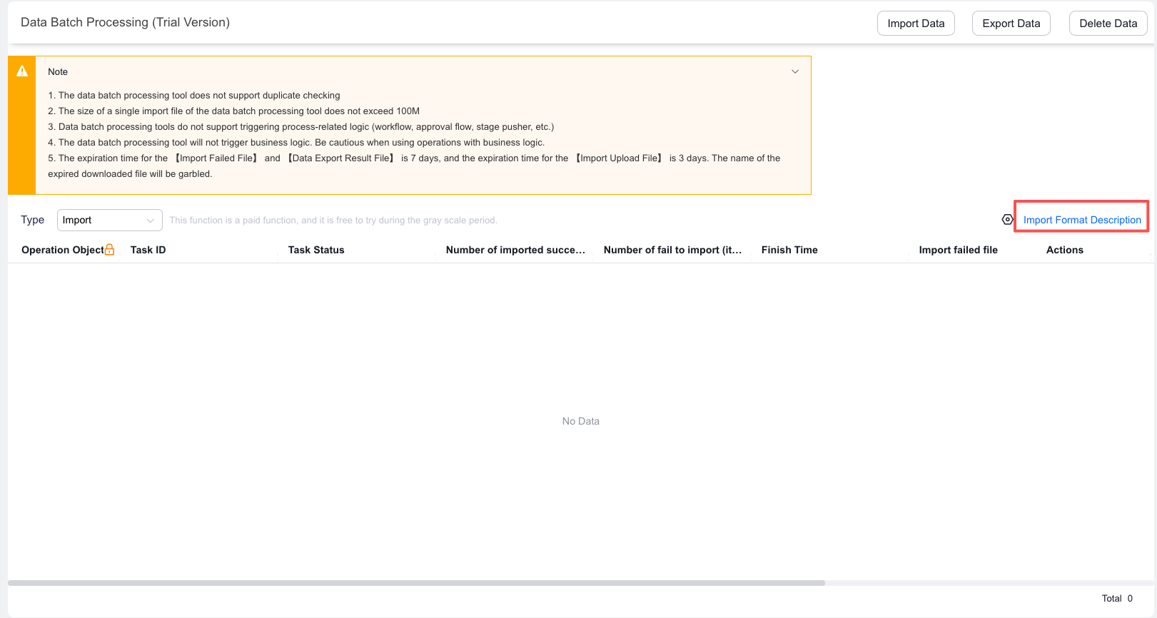 View field standard format