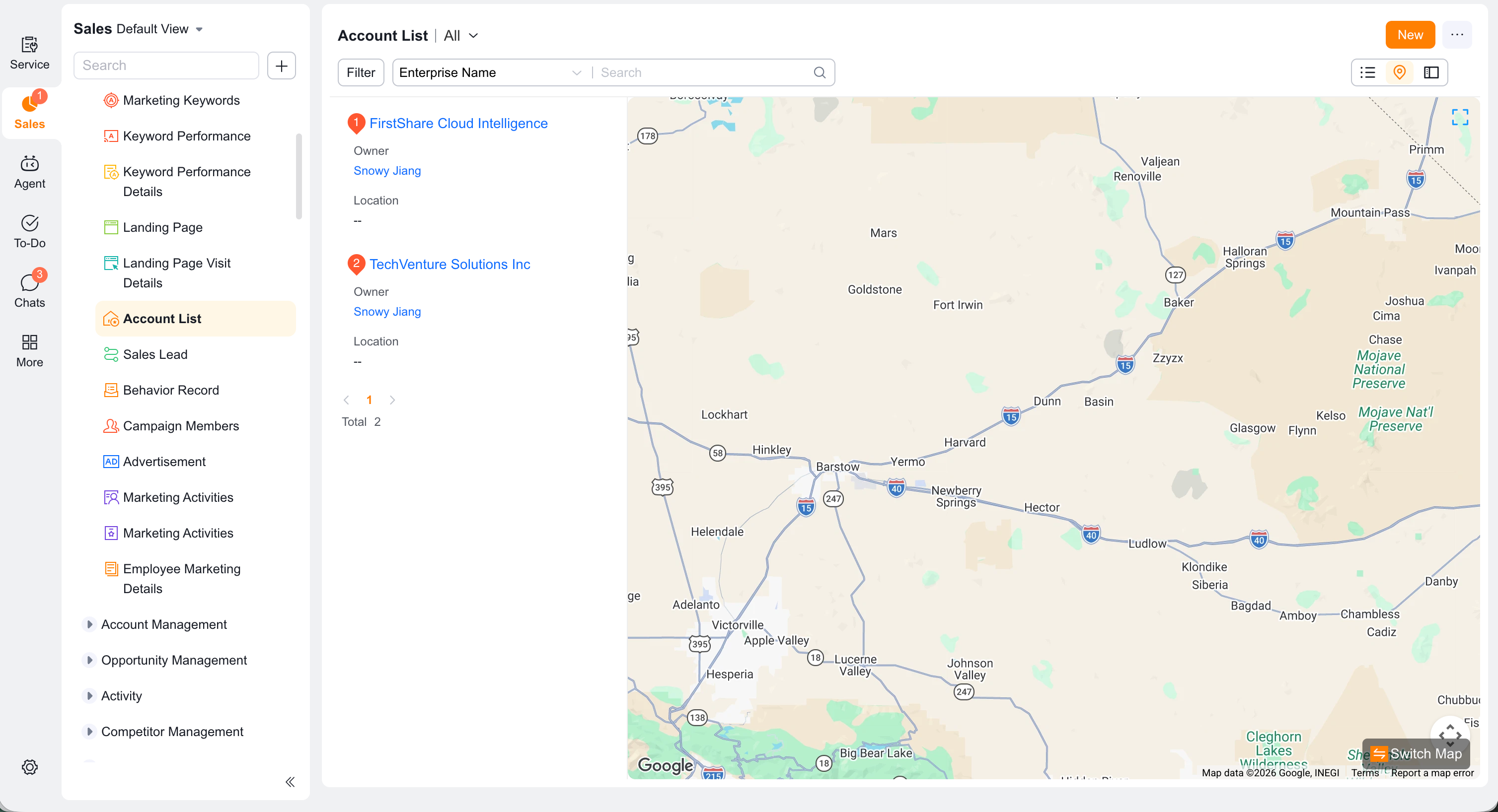 Map view