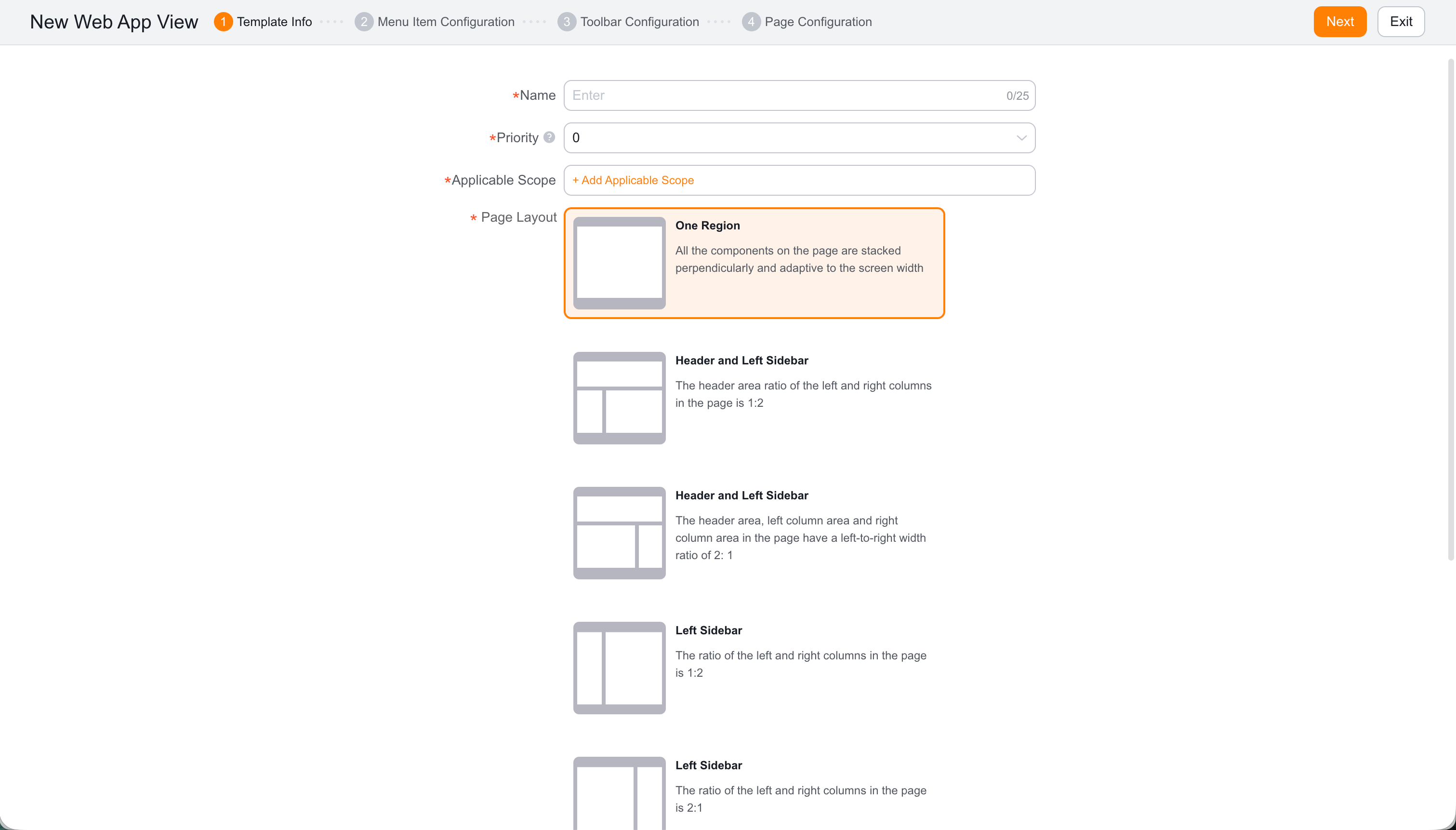 Web app view basic information