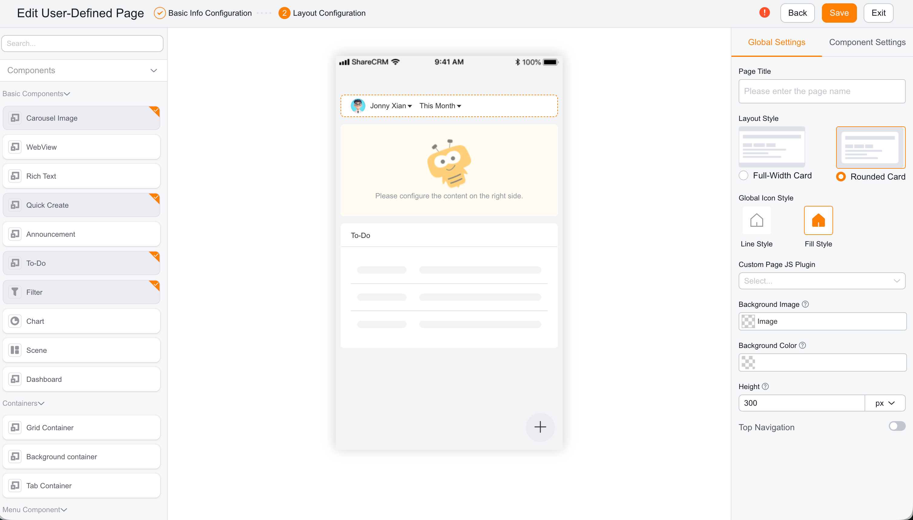 Configure the App layout