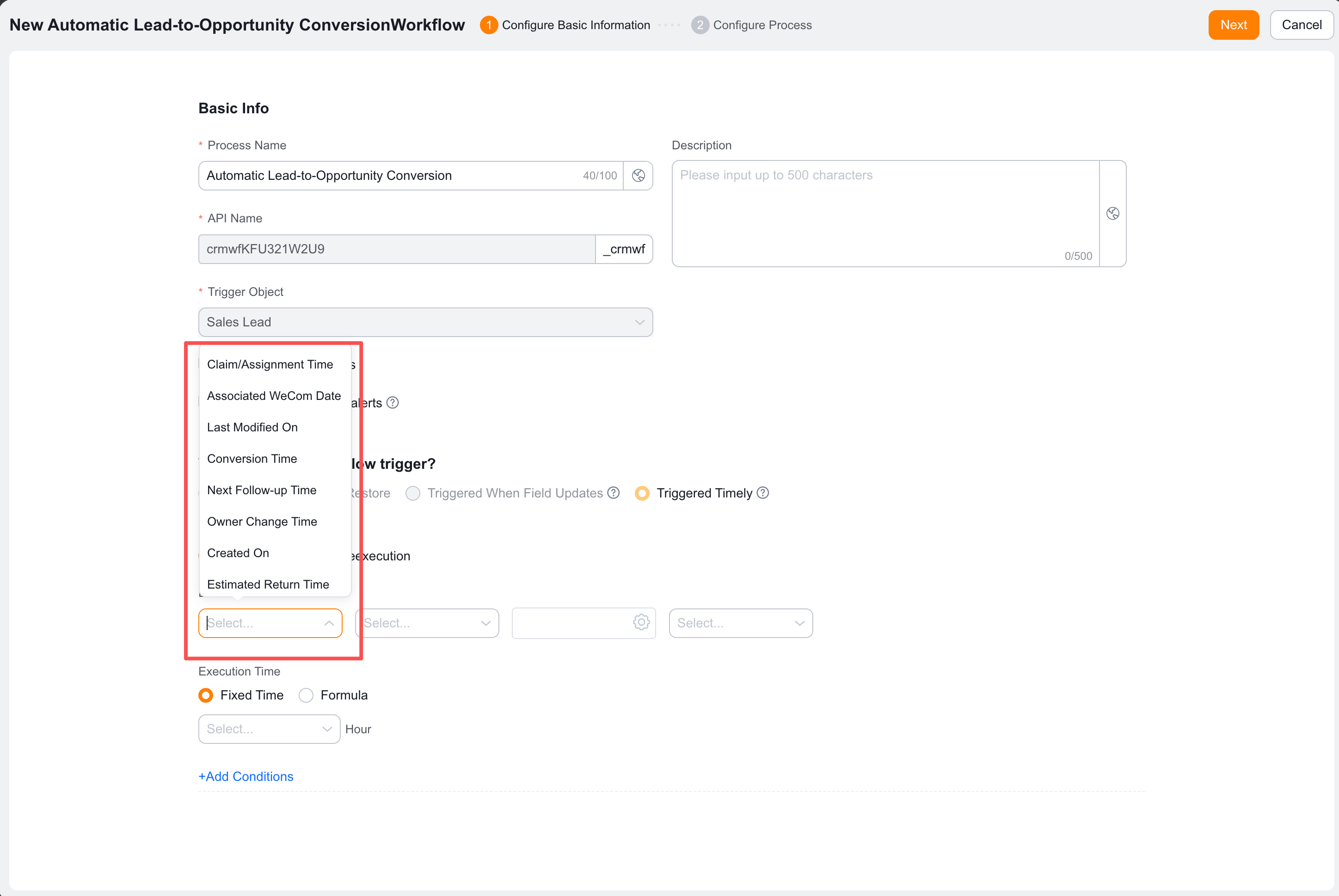 Workflow Execution Date configuration