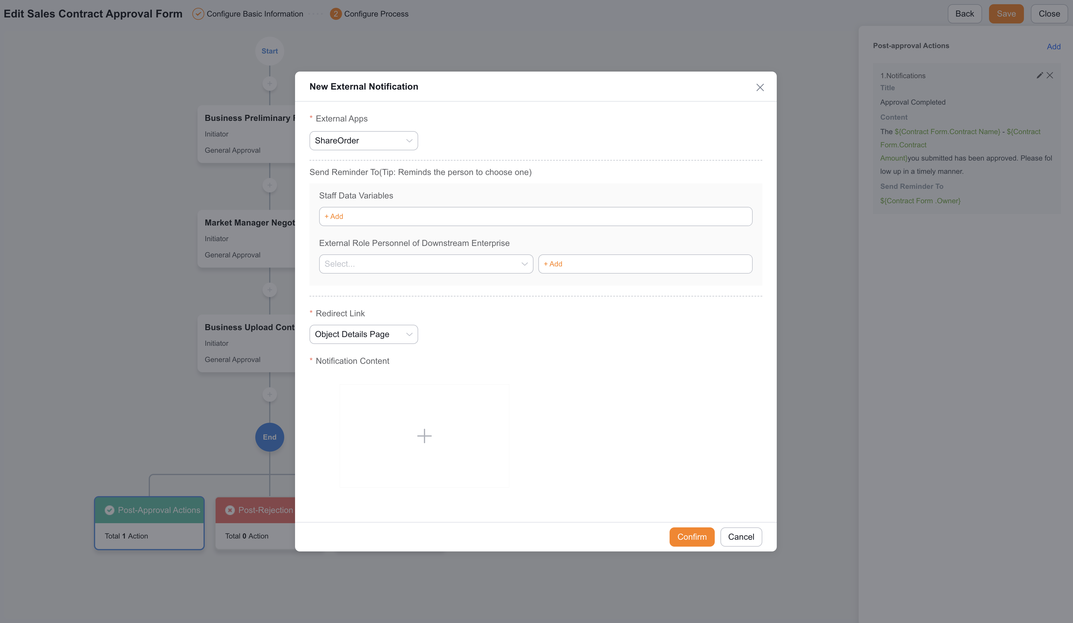 Post-approval external notification