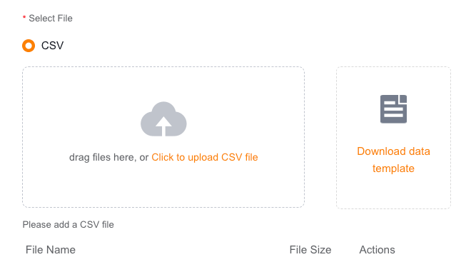Upload CSV file