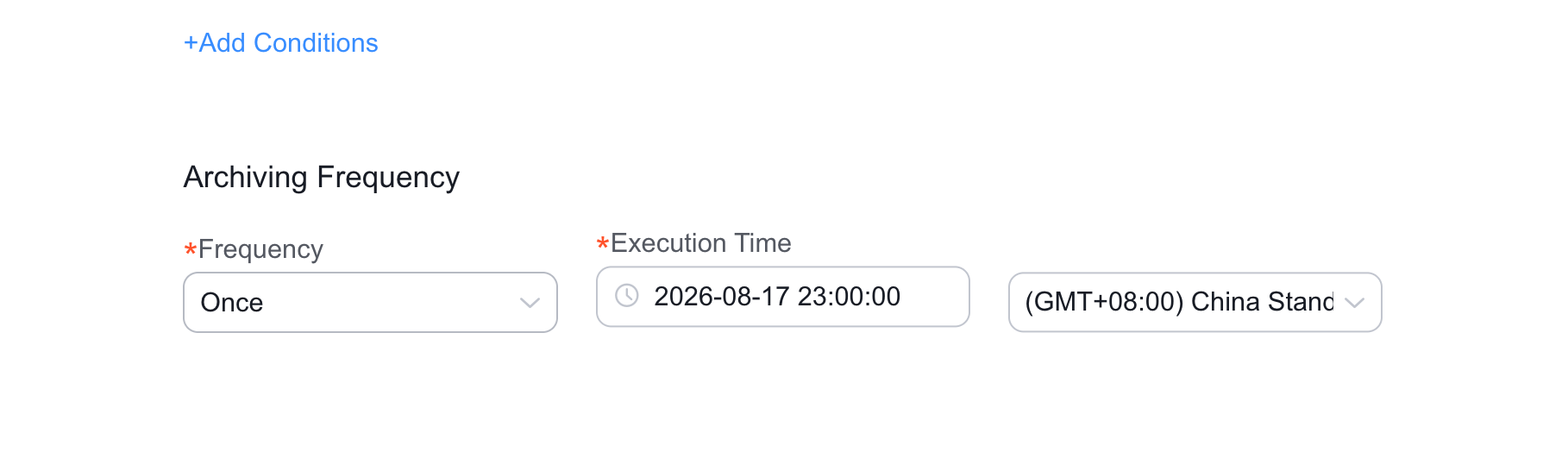 Set archiving frequency
