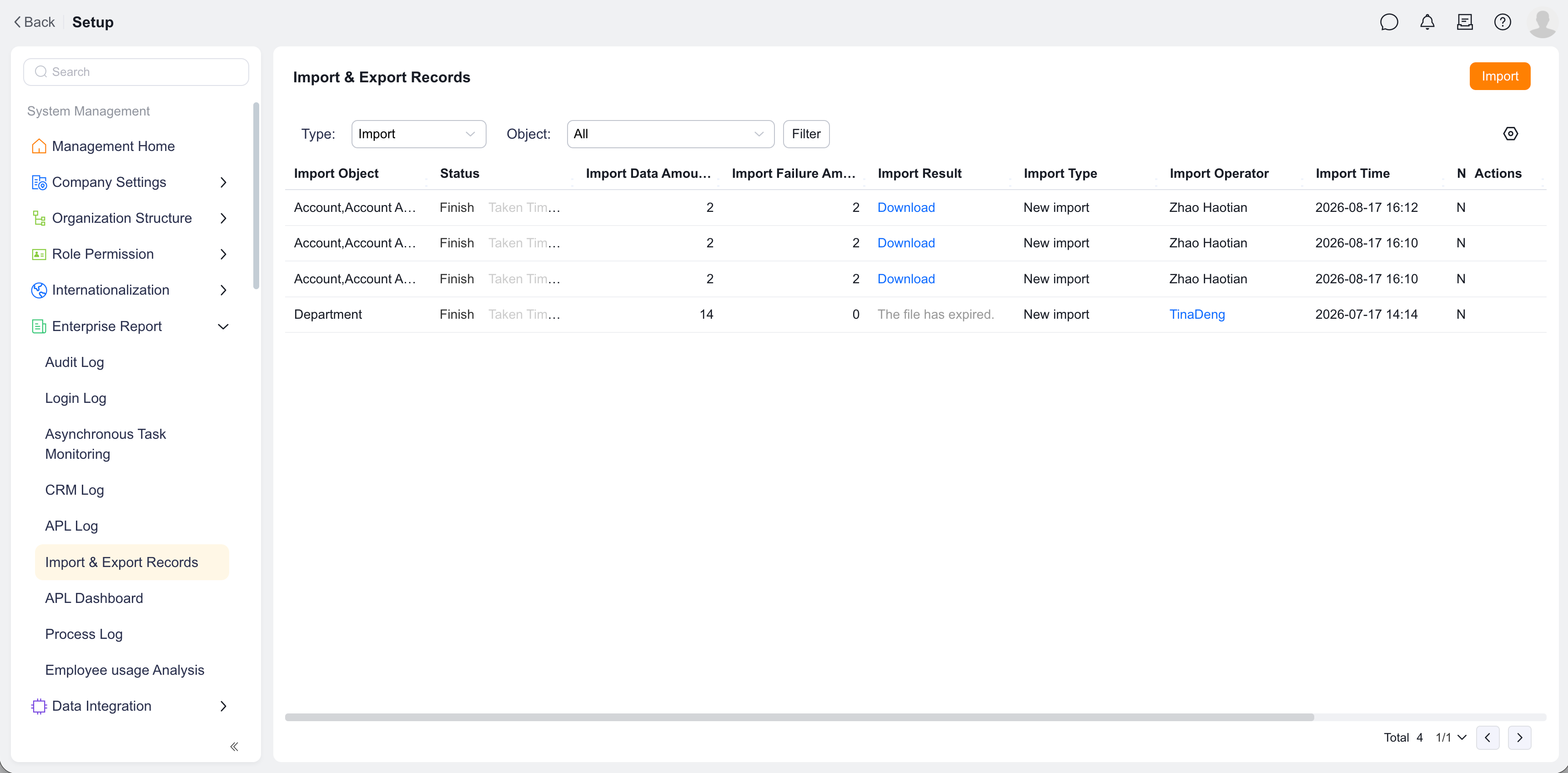View import task status
