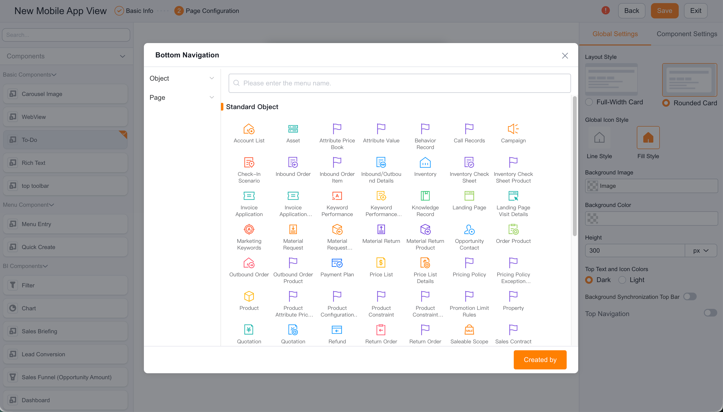 Bottom-navigation menu selector
